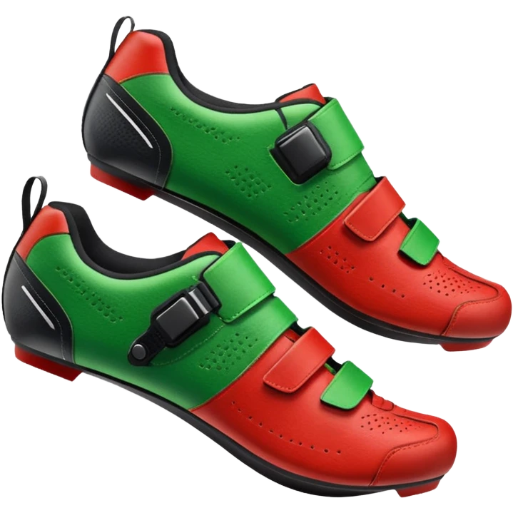 indoor cycling shoe, both of them with christmas color emoji