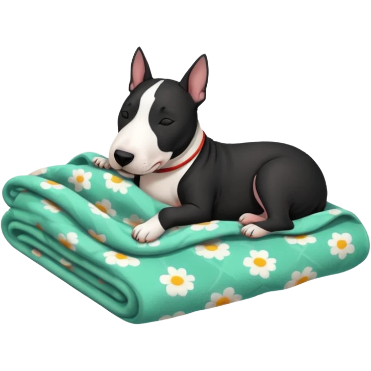 black bull terrier sleeping cozy with blanket  emoji