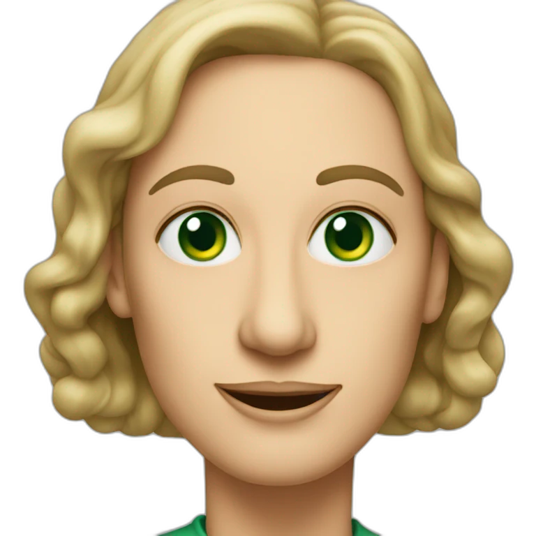 55-year-old teacher with a long nose, green eyes emoji
