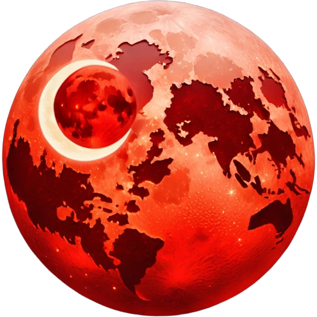 glitter red blood moon crescente emoji