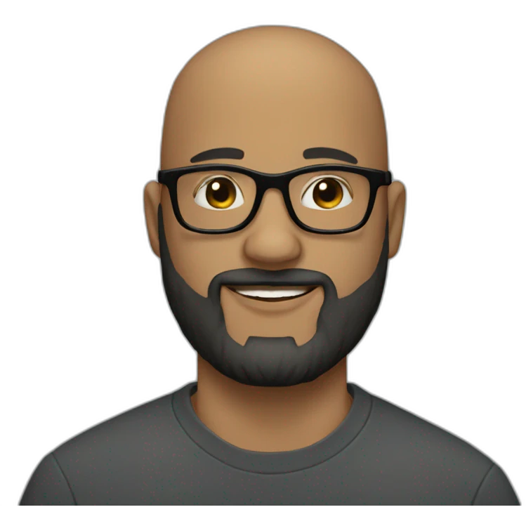 30 years old bald man with a beard and squared black glasses emoji