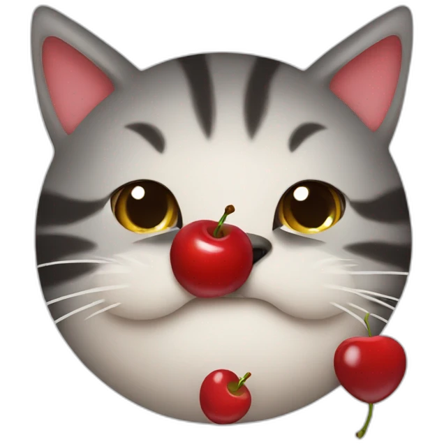cat eating a cherry emoji