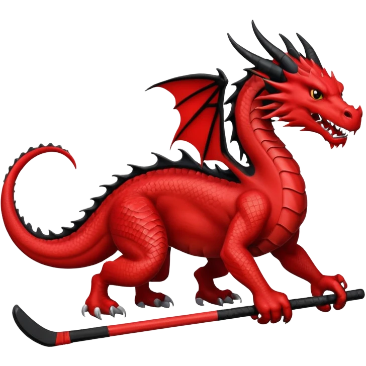 Red and black dragons hockey emoji