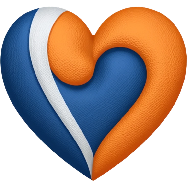 Half dark blue half orange heart split vertically, a white gauze stripe wrapping diagonally around the entire heart emoji