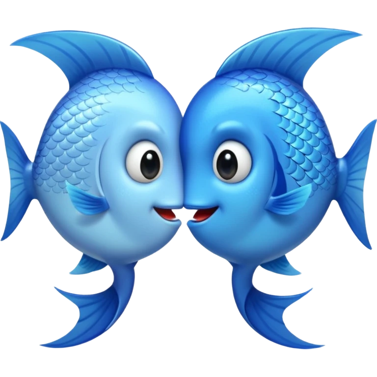 two cute pale blue fishes kissing emoji