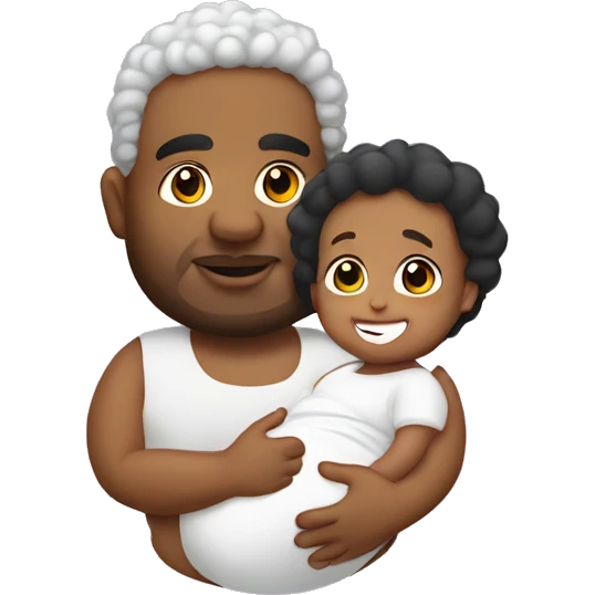 fat dominican man with curly hair holding his white baby girl emoji