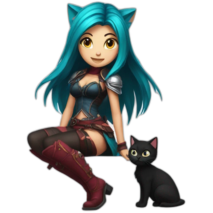 Katarina posing legs and kitten emoji