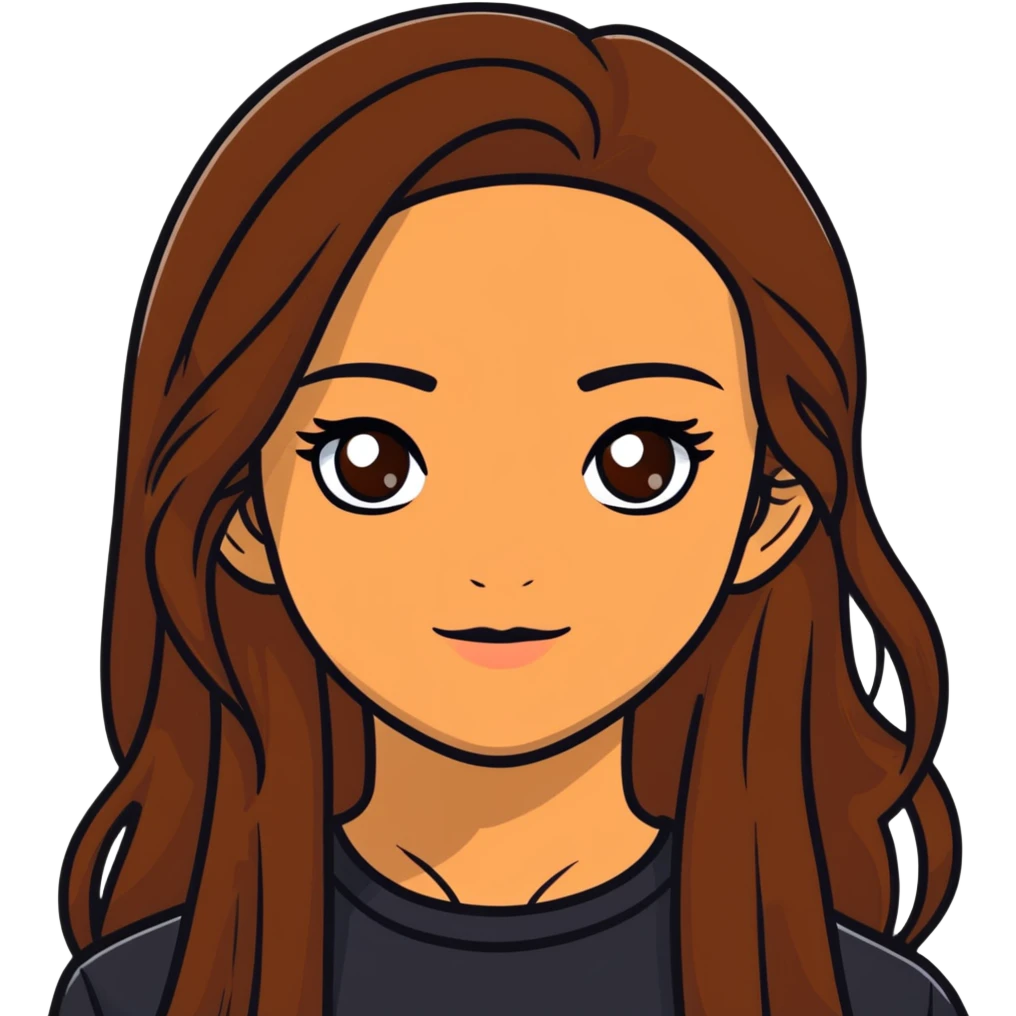fair medium tan skin girl with hazel eyes and brown long hair emoji