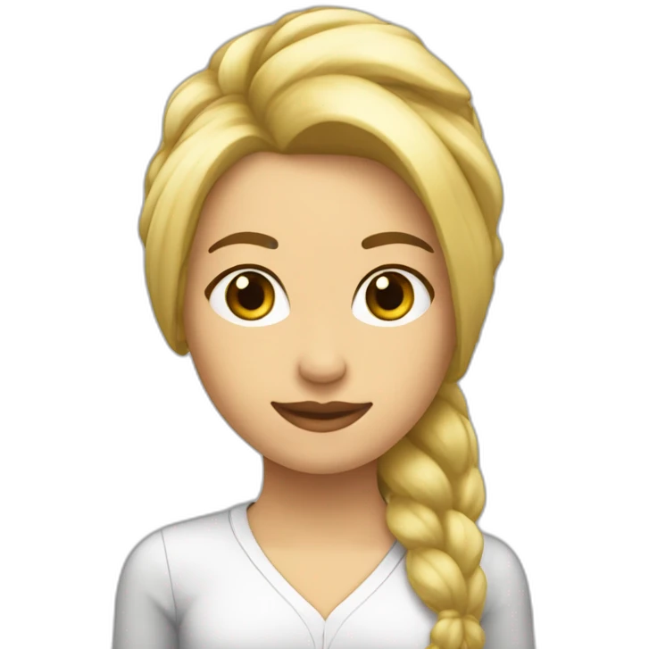 chica de pelo largo ondulado rubia en la computadora emoji