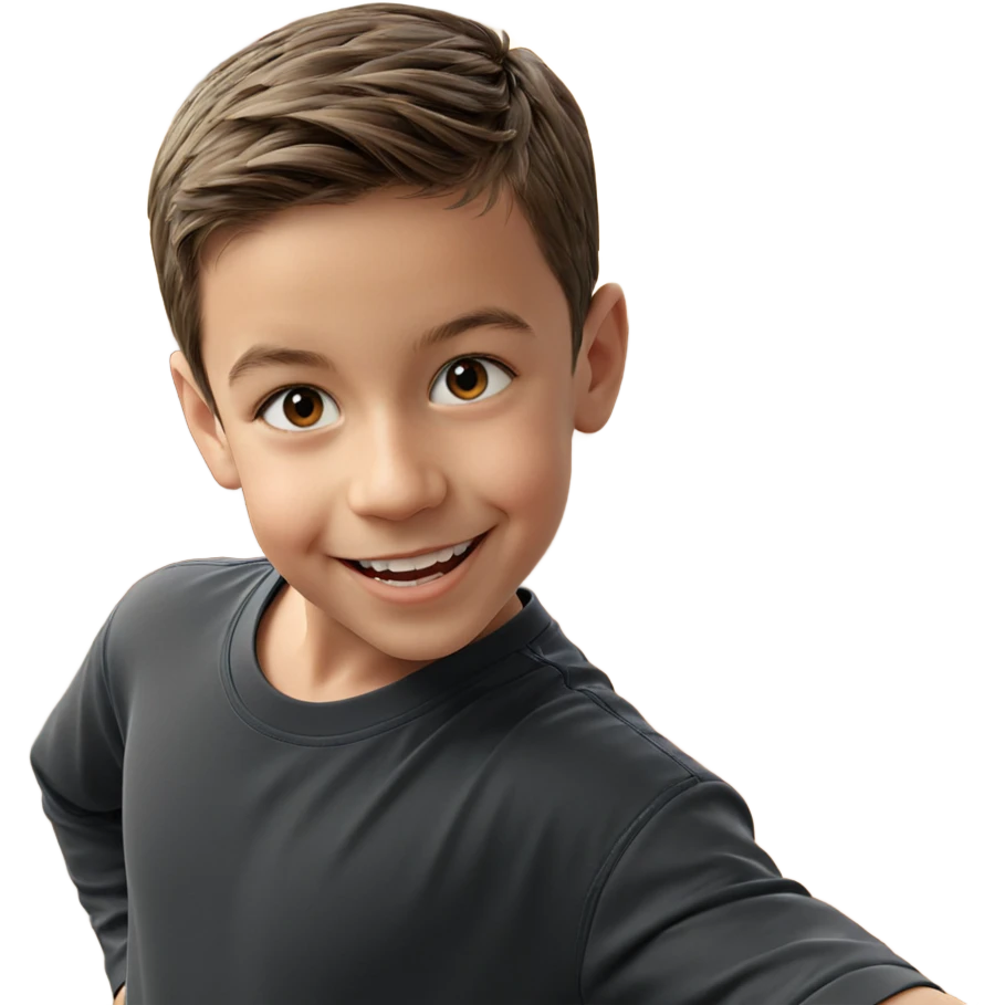 smiling boy in indoor setting emoji
