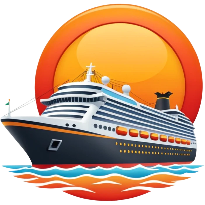 sun setting on a cruise ship emoji