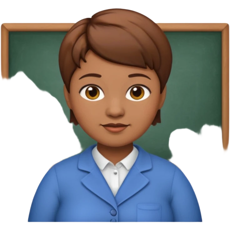 classic teacher emoji but fatter and with a brown pixie cut emoji