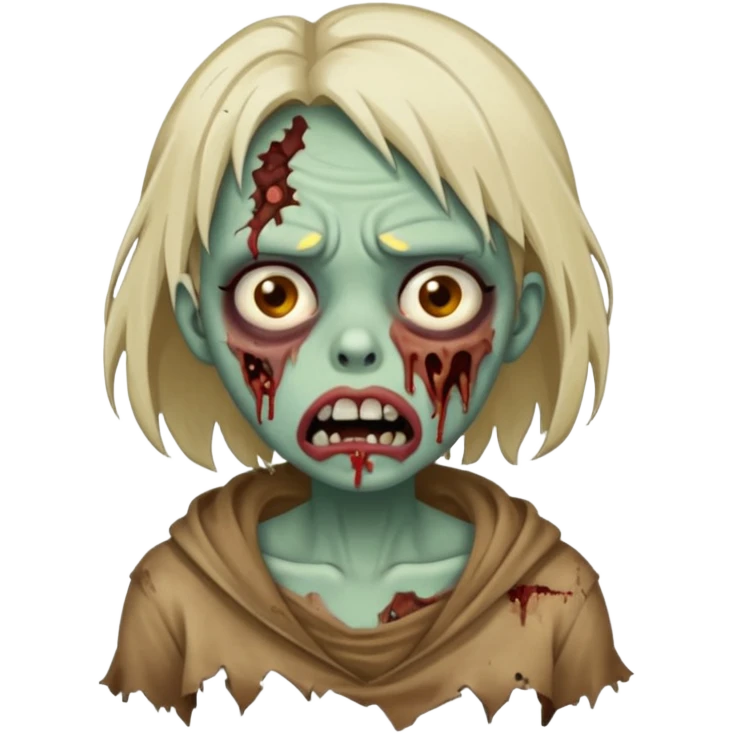 make a zombie girl with a droopy ruined mouth emoji