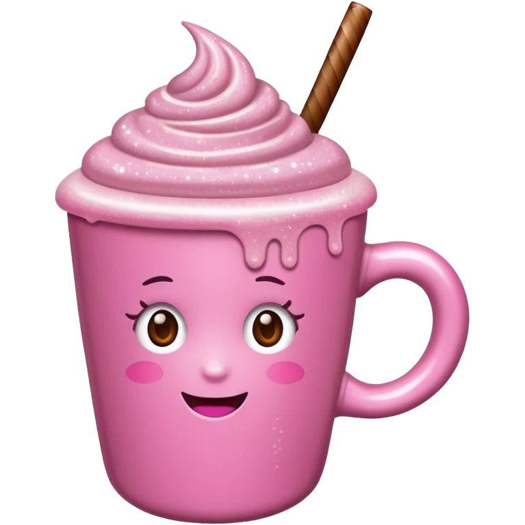 Pink sparkly mocha emoji