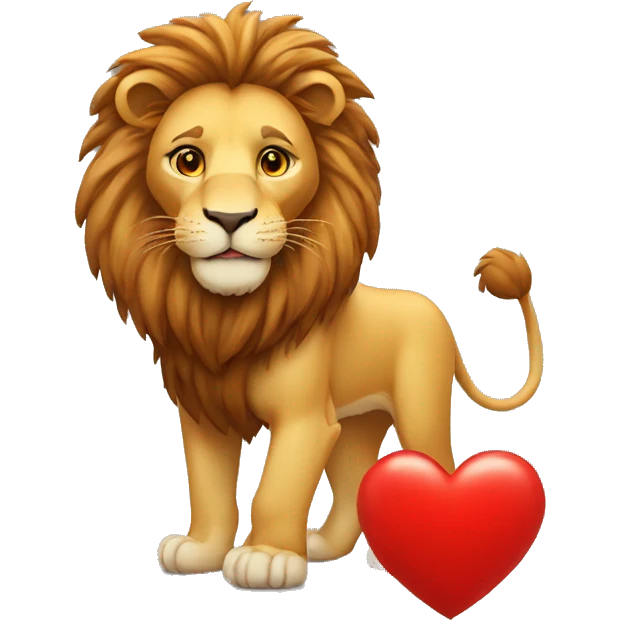 Lion with red heart in hand emoji