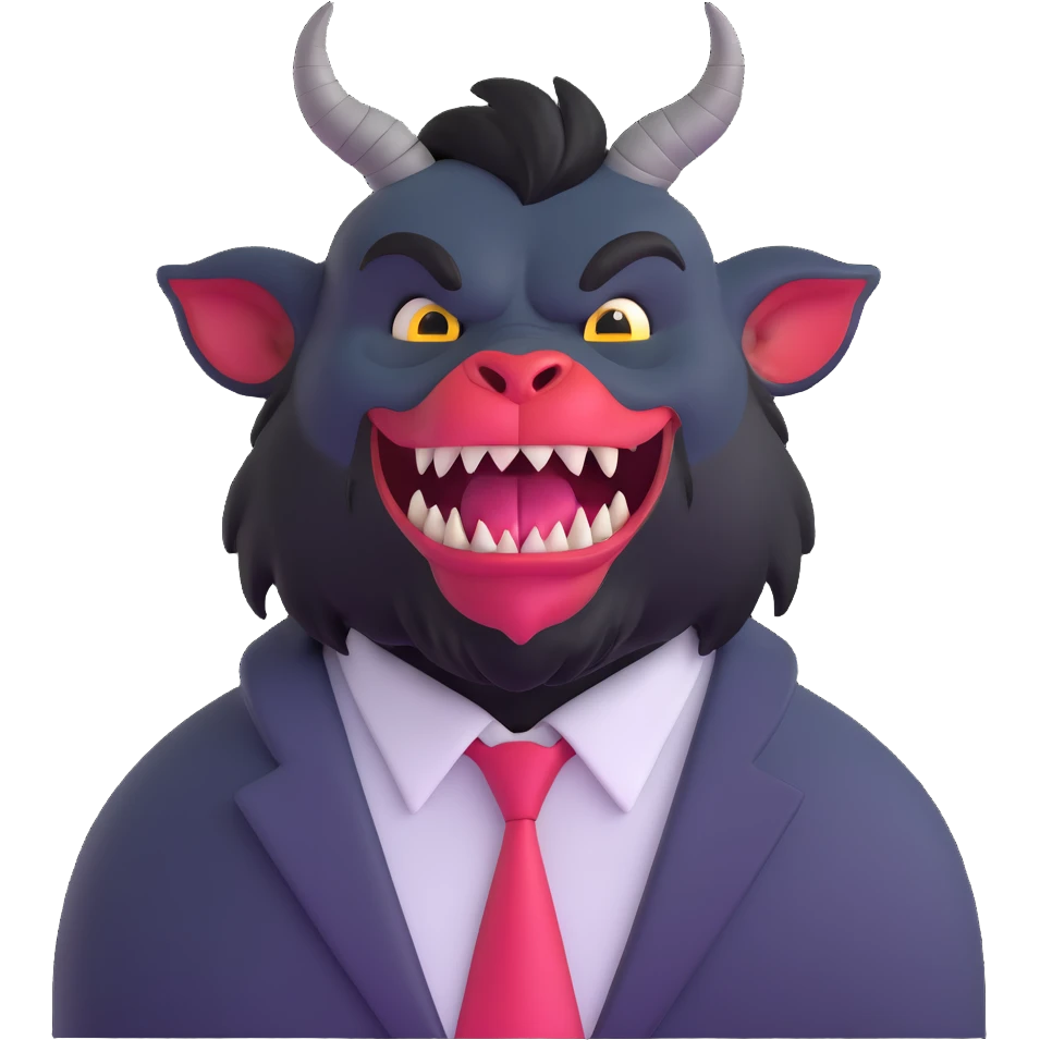 Beast from Beauty and the Beast with human mouth looking friendly, less fierce, elegant clothes emoji