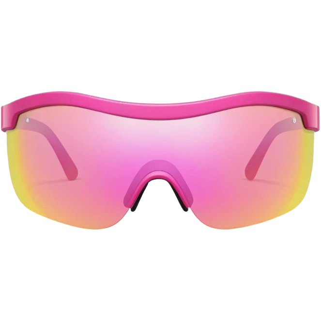 sporty pink shield visor sunglasses with thick frame, one-piece lens emoji