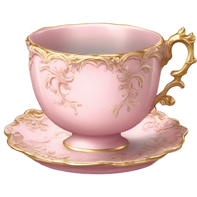  Vintage ornate rococo pale pink tea cup emoji