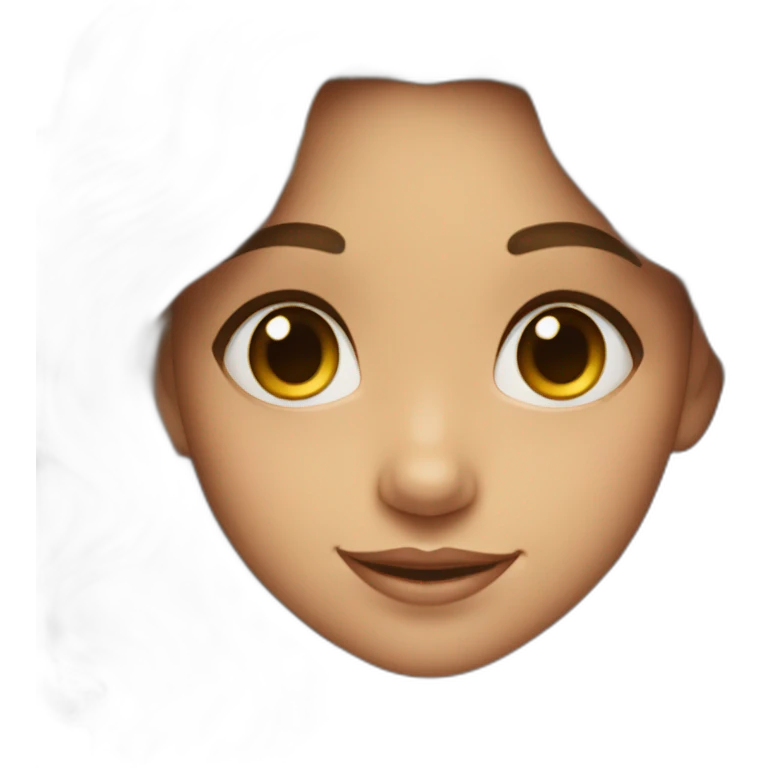 A girl with two dimples on her right cheek, long brown wavy hair, Kohl eyes emoji