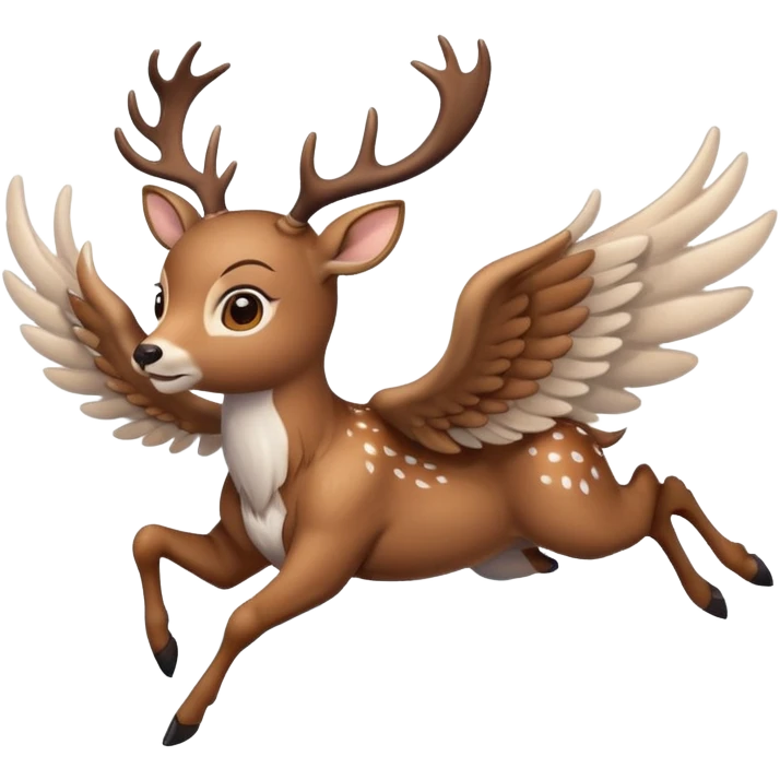 Make a 10 point deer with wings and its flying on a cloud and it is going crazy emoji