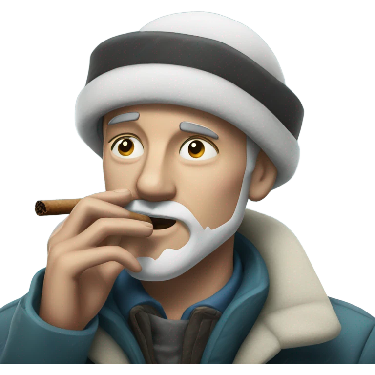 White guy smoking cigar in the snow emoji
