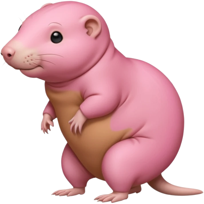 a sideways standing naked mole rat emoji