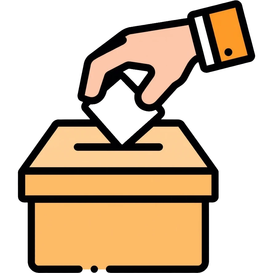 hand placing vote in ballot box emoji