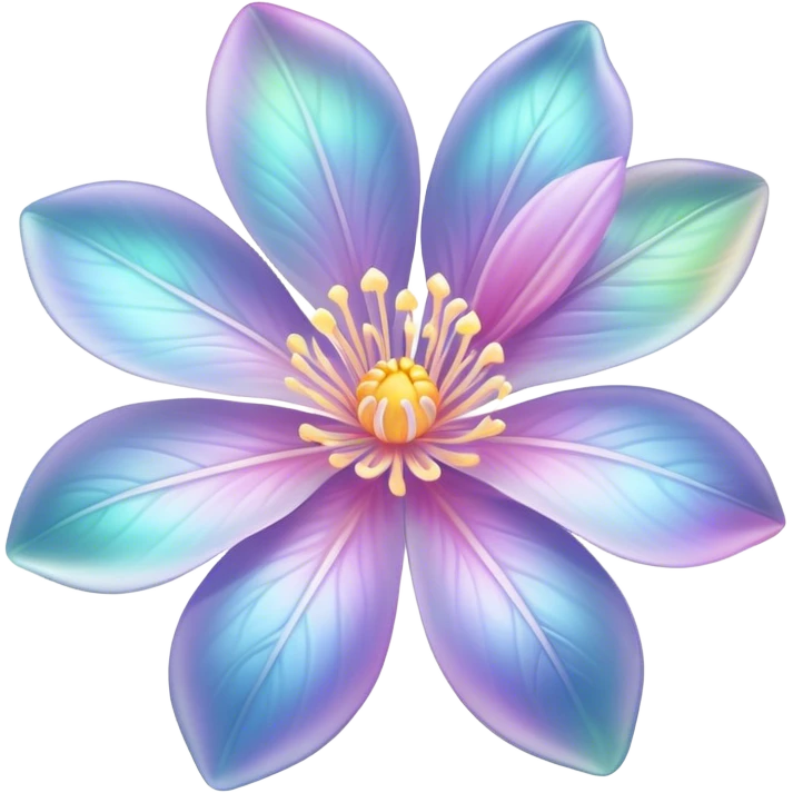 Pastel iridescent transparent bio-luminescent flower emoji