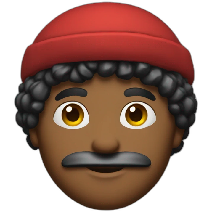 A man with big black mostaushe and red berets emoji