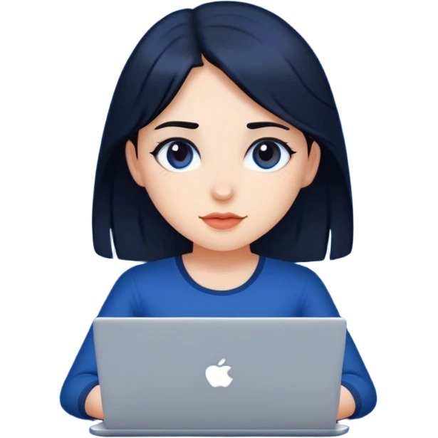 dark-haired girl at a dark blue laptop emoji