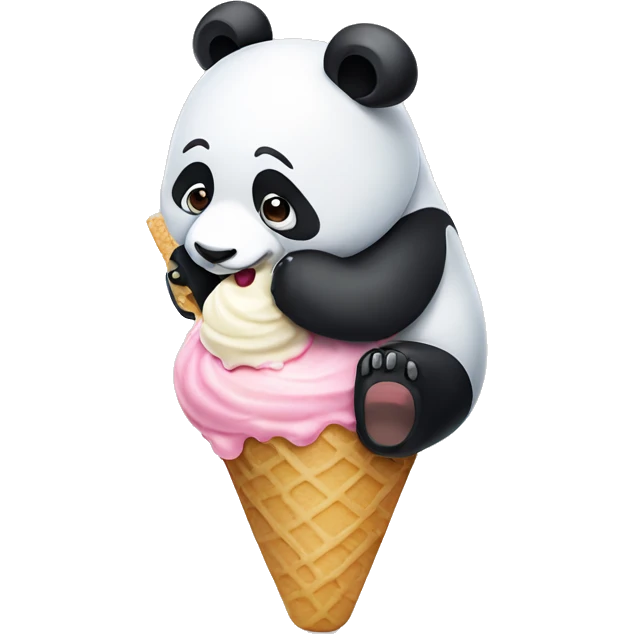 Panda eating ice cream emoji