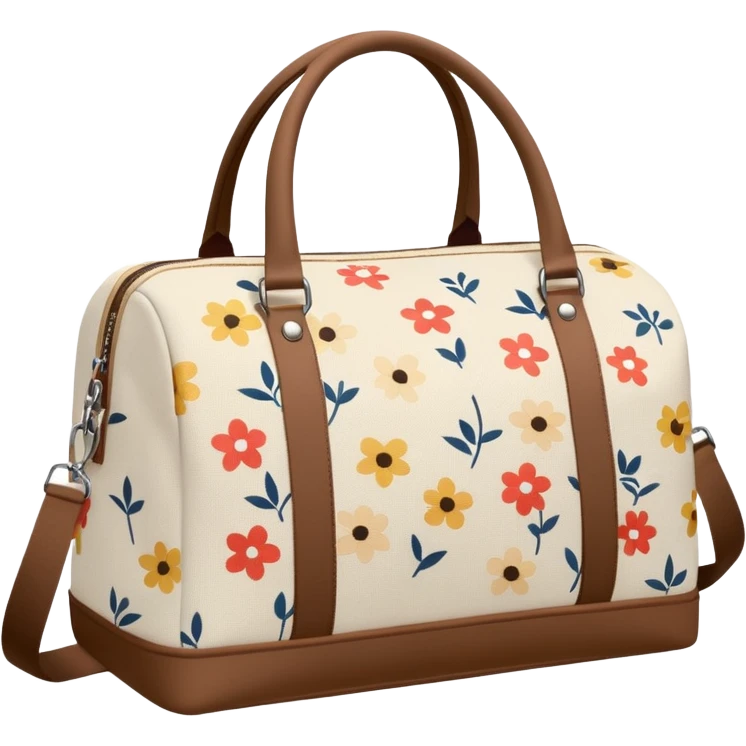 A sports bag with a pale light beige print in a small flower emoji
