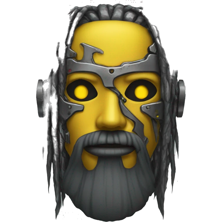 black metal cyborg head with yellow beard emoji
