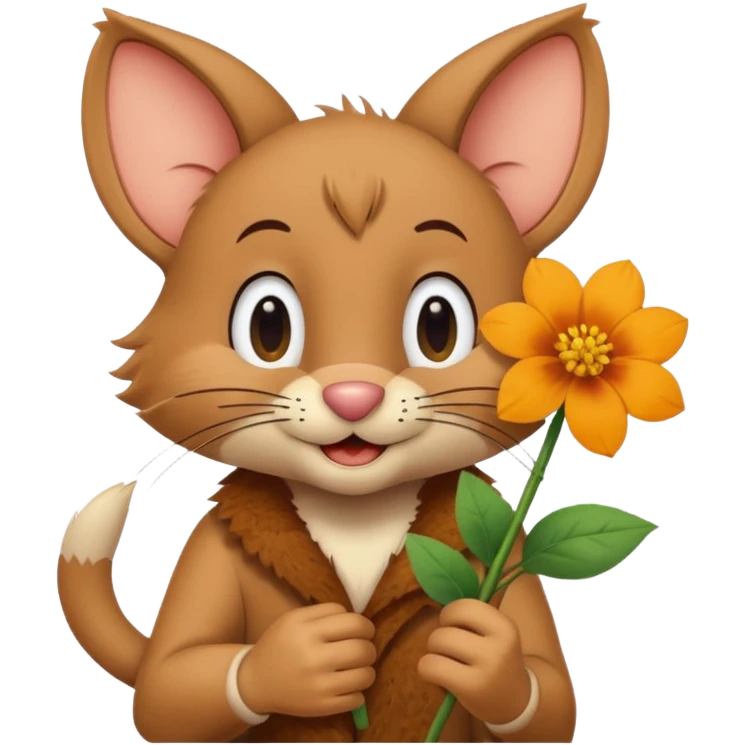Jerry from tom and jerry, giving a flower emoji