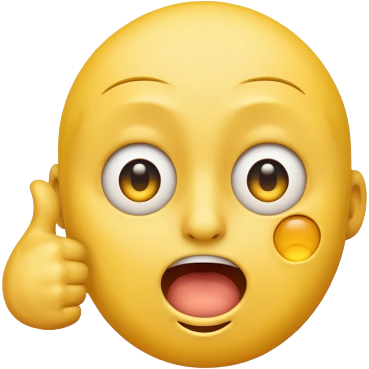 Original yellow Emoji face stressed out with one eye half open quivering out of anxiety and a singular thumbs up sticking out.  emoji