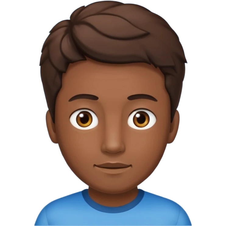 Crie um menino com cabelo castanho escuro com os olhos azuis emoji
