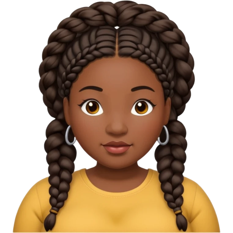 Curvy plus size black lady with braids emoji
