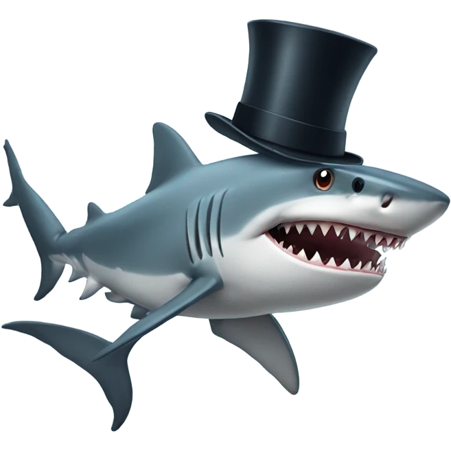 Shark with a top hat emoji
