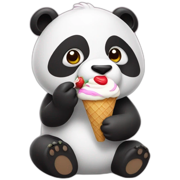 Panda eating ice cream emoji