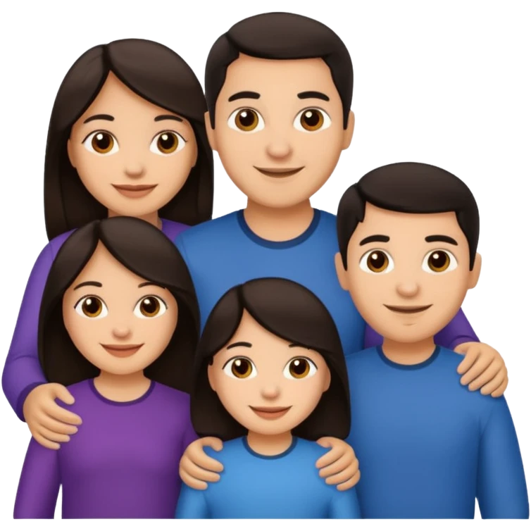 Light skin dark hair, Hispanic family of 6 emoji