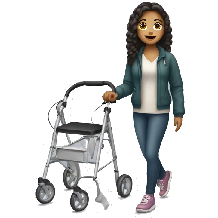Latina girl with a walker emoji