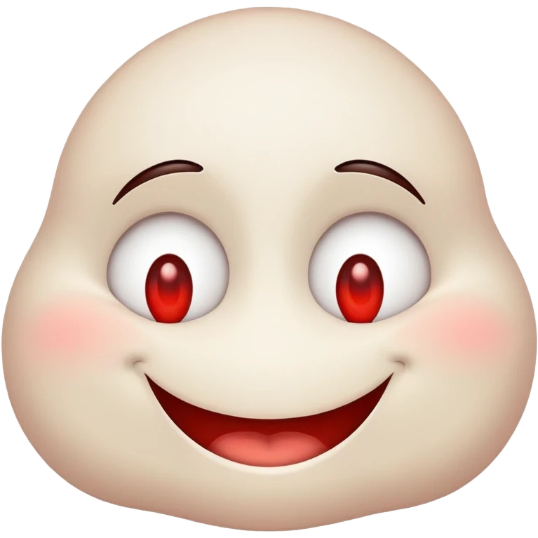 Relaxed smiley face with droopy red eyes, a lazy smile, looking high emoji