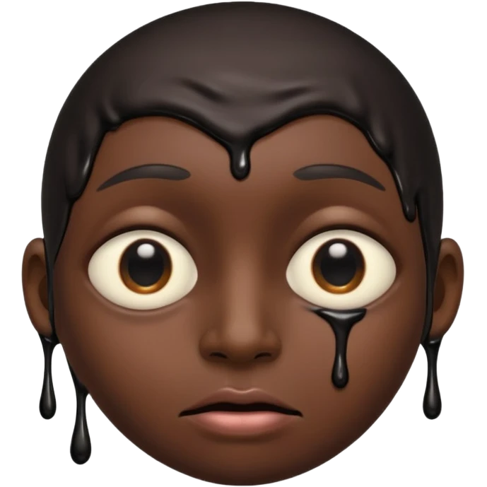 an black melting face with no eyebrows and mouth and just an single eye emoji
