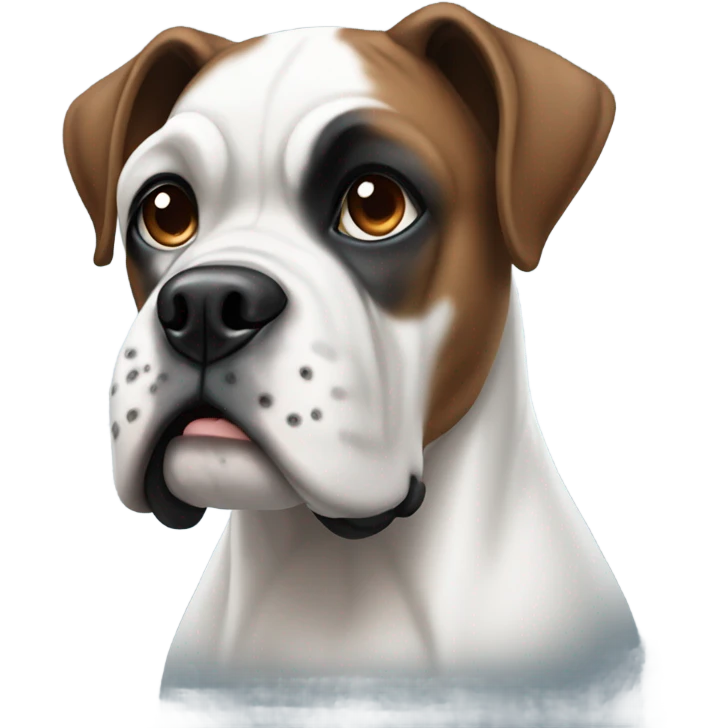 all White boxer with blue and brown eyes emoji