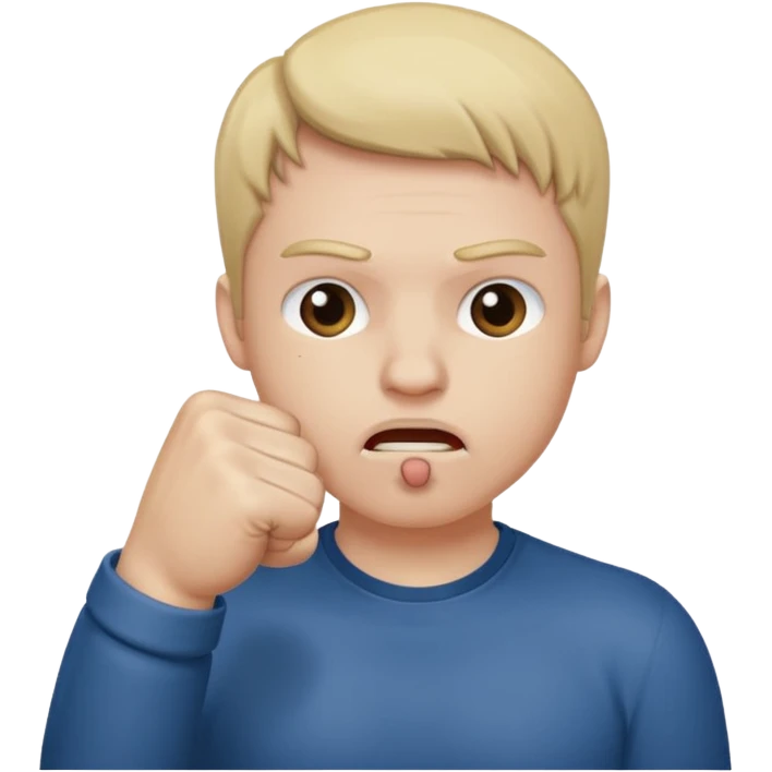 держит у рта кулак  emoji