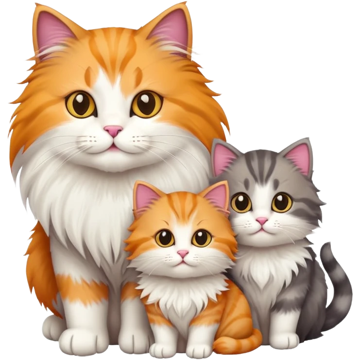 cat family with mother and kittens emoji