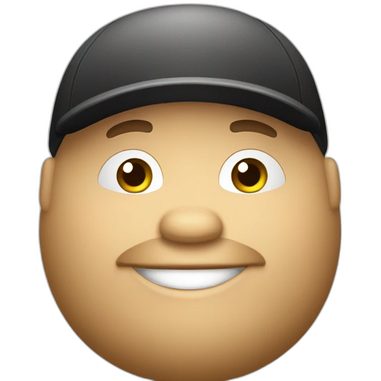 Happy fat boy with beard black and cap emoji
