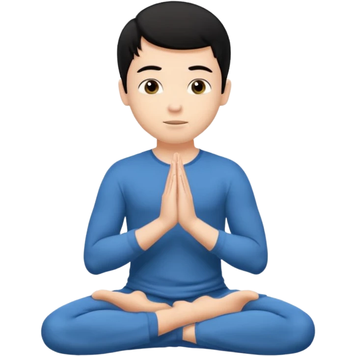 White boy with black hair doing namaste  emoji