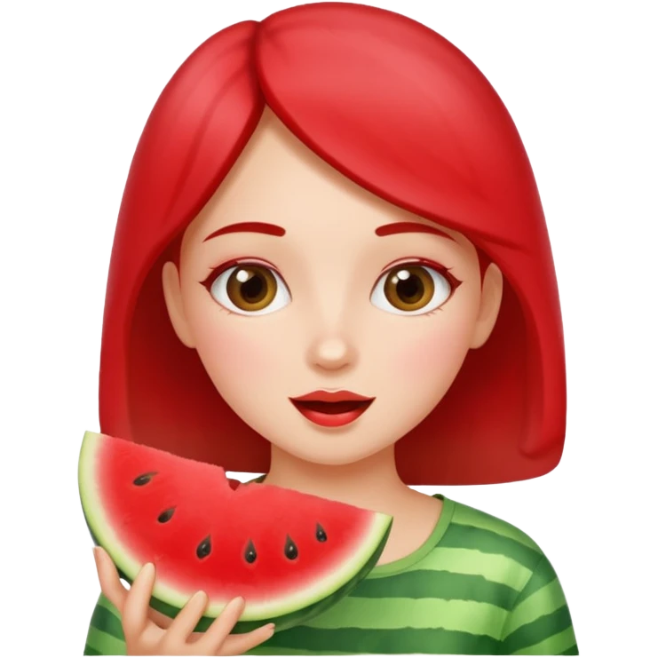 Girl eating watermelon emoji
