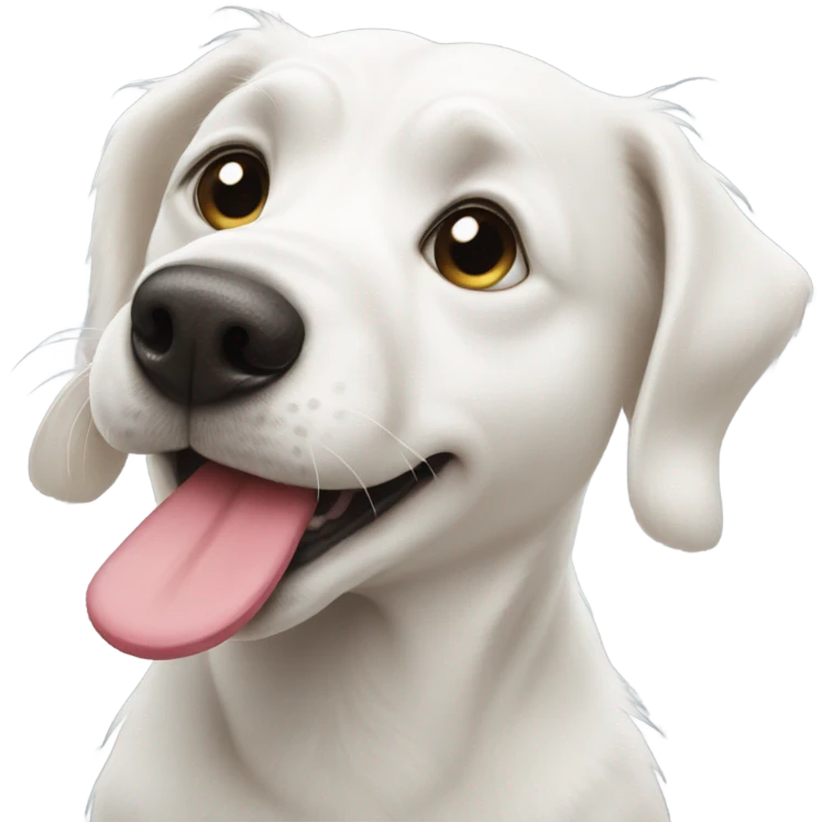 white dog blowing a kiss emoji